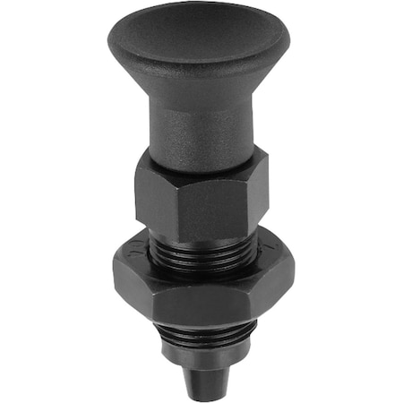 Kipp Indexing Plunger, Premium, Tapered Pin Size:1 D1=M10X1, D=5, Form:B Wo. Groove W Locknut, Steel K0736.52105